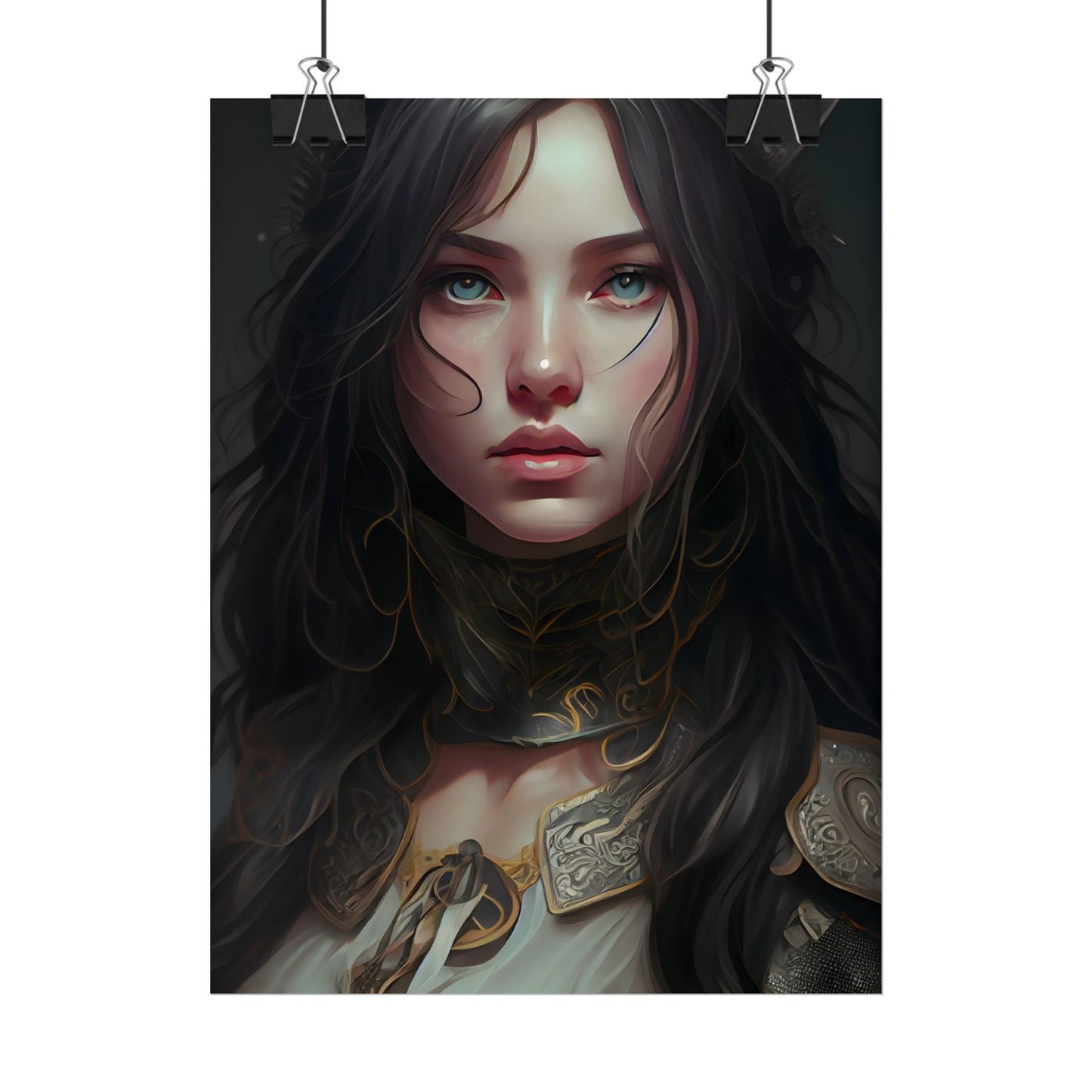 Vibrant Red Portrait: Dynamic Female Artwork - Poster