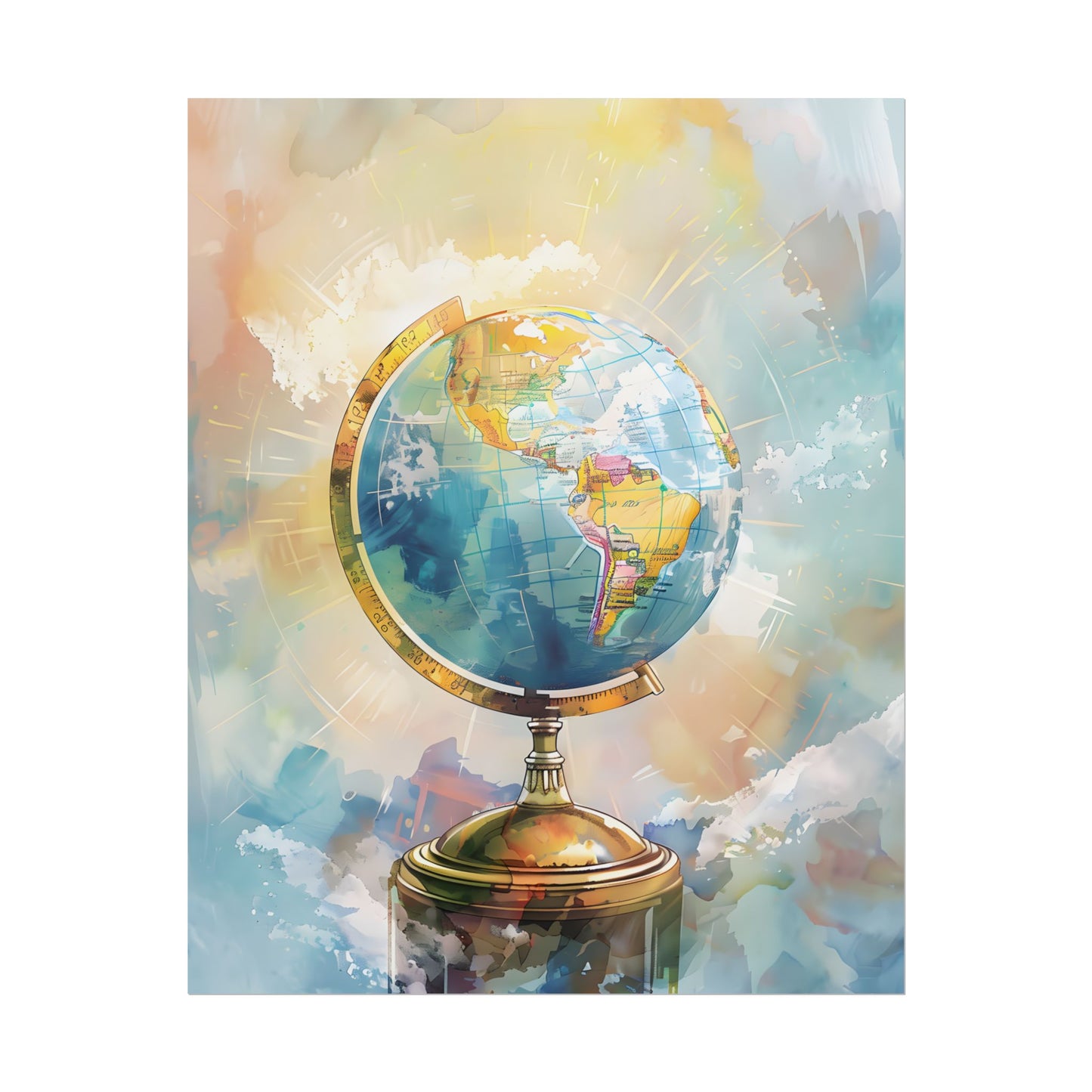 Vintage-Style Globe: World Map with Iconic Features - Poster
