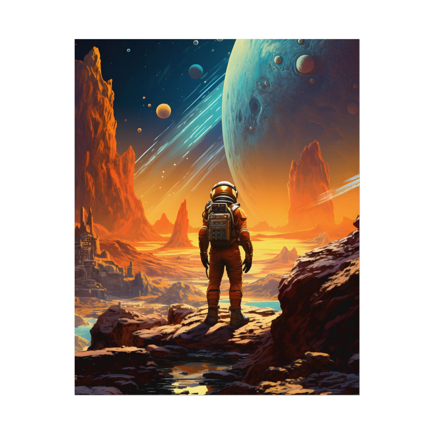 Futuristic Wilderness Explorer: Solo Journey in the Unknown - Poster