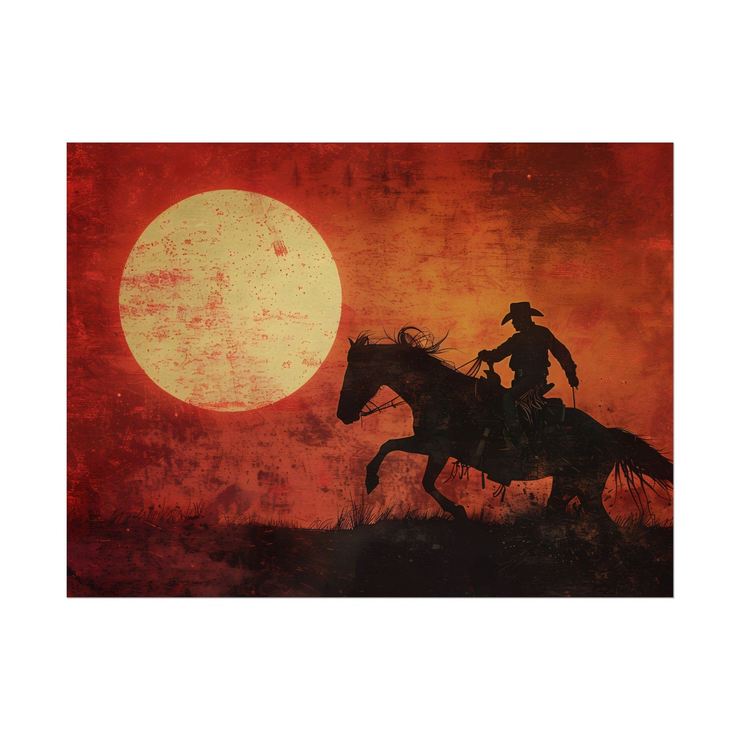 Rodeo Cowboy in Action: Vintage Bronco Ride - Poster