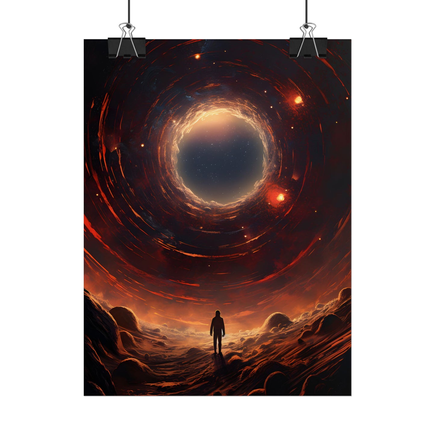 Black Hole Cosmic: A Realistic Digital Artwork of a Planet in Orbit - Poster