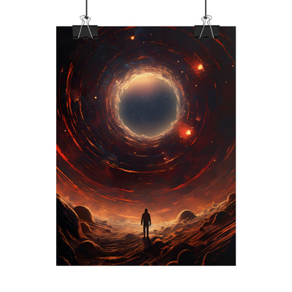 Black Hole Cosmic: A Realistic Digital Artwork of a Planet in Orbit - Poster