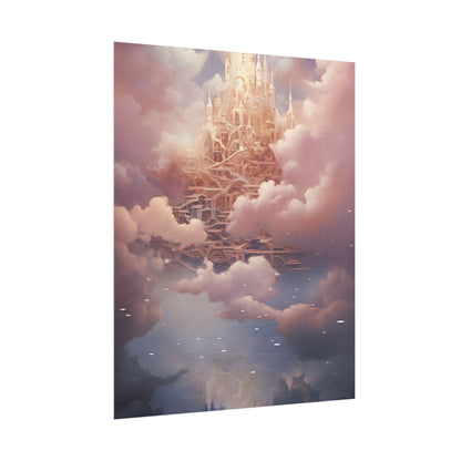 Celestial Fantasy Floating City: Digital Artwork - Poster