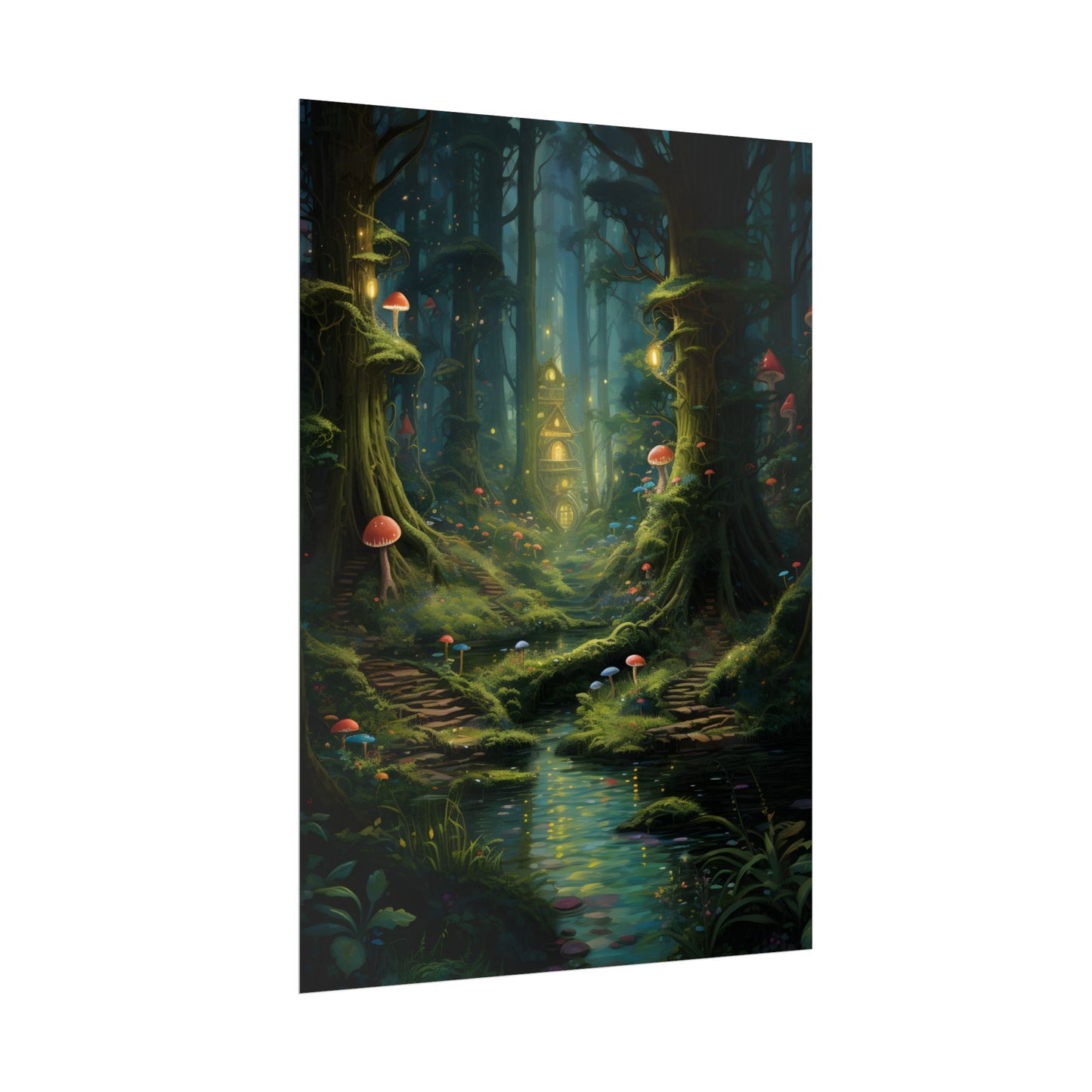 Enchanted Forest: Grimm's Fairy Tale Characters in Serene Woods - Poster