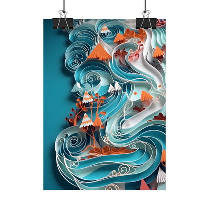 Paper Quilled Canyon Landscape: Natural Desert Artwork - Poster
