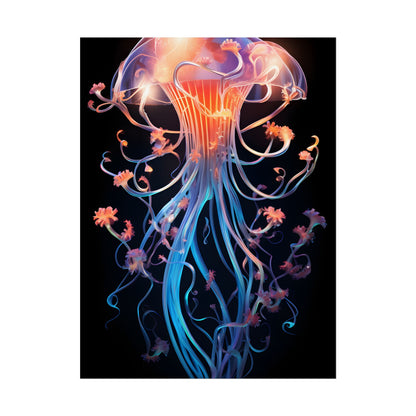 Bioluminescent Oceanic Ballet: Elegantly Poised Dancer in Underwater Performance - Poster