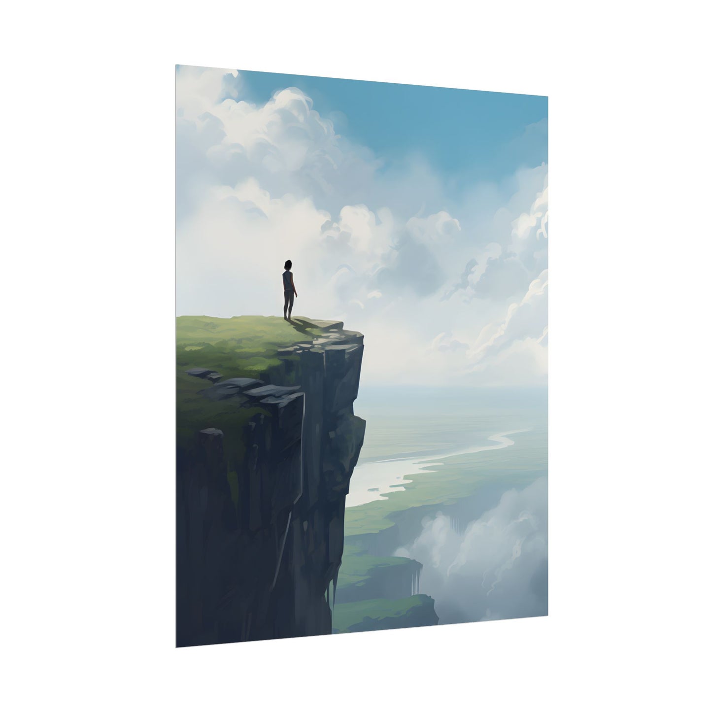 Spring Afternoon Outdoor Scene: Person Walking on Sidewalk - Poster