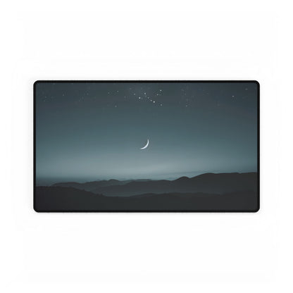 Minimalist Night Scene: Blue-Gray Sky Digital Art - Desk Mat