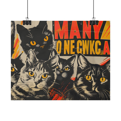 Red Cats in Soviet Motion: A Playful Poster Art - Poster