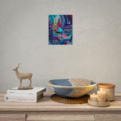 Vibrant Beach Landscape: Paper Quilling Artwork - Poster