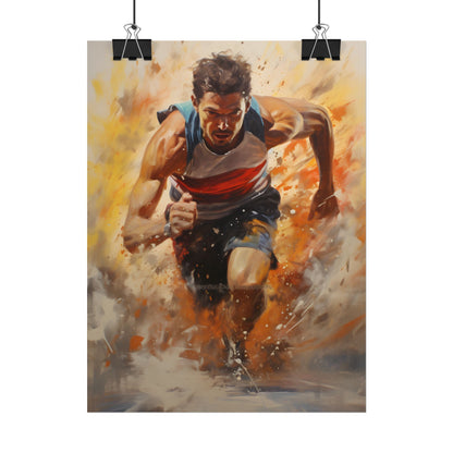 Passionate Athlete in Motion: Determined Sports Art - Poster