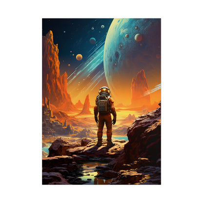 Futuristic Wilderness Explorer: Solo Journey in the Unknown - Poster