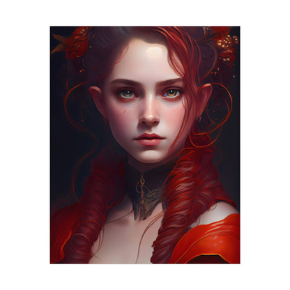 Redhead Portrait: Vibrant Dress Artwork - Poster