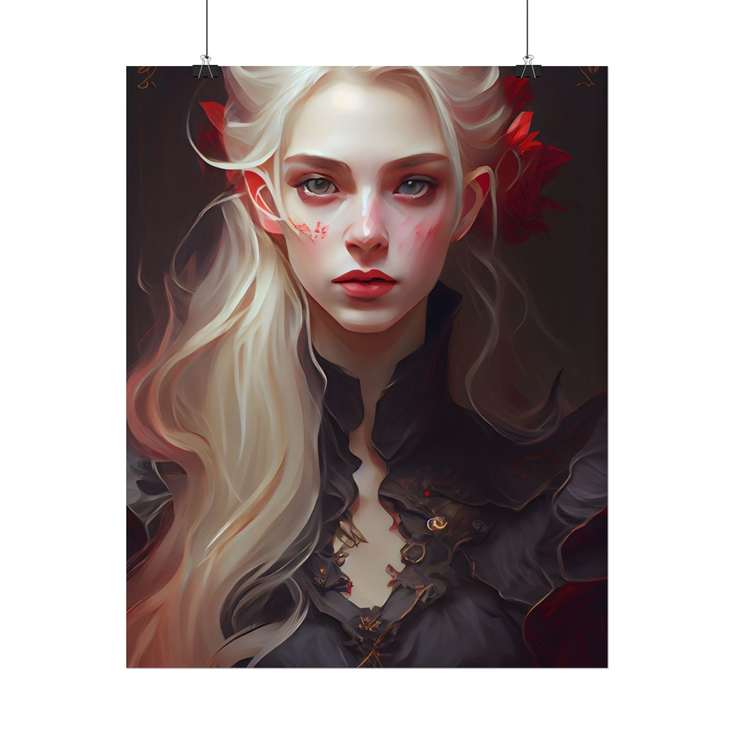 Beautiful Blonde Portrait: A Stunning Female in Black Top - Poster