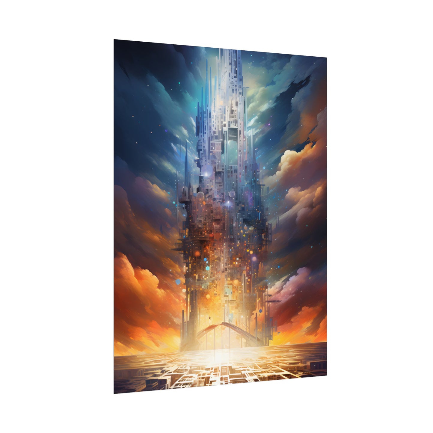 Vibrant Cyber Dreamscape: Abstract Digital Artwork - Poster