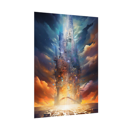 Vibrant Cyber Dreamscape: Abstract Digital Artwork - Poster