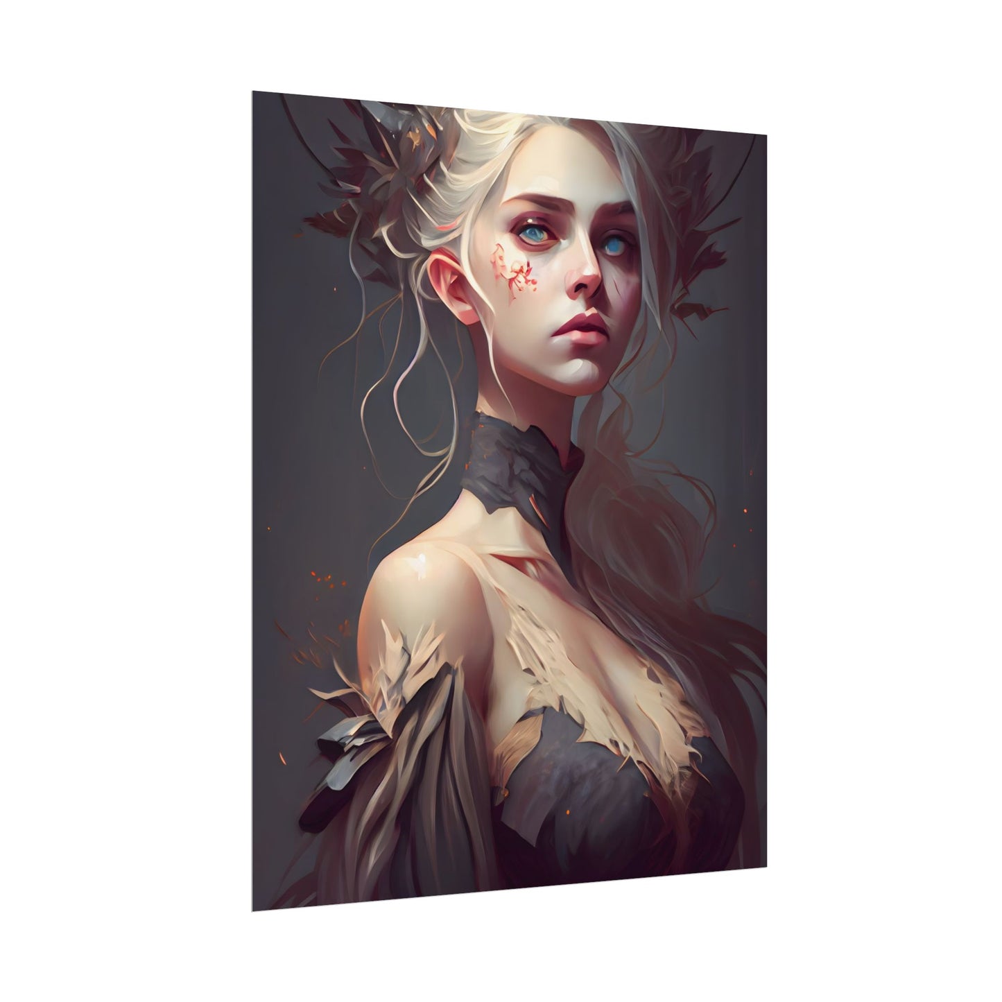 Elegant Blonde Portrait: Outdoor Woman in Dress - Poster