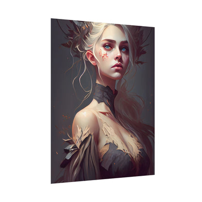 Elegant Blonde Portrait: Outdoor Woman in Dress - Poster