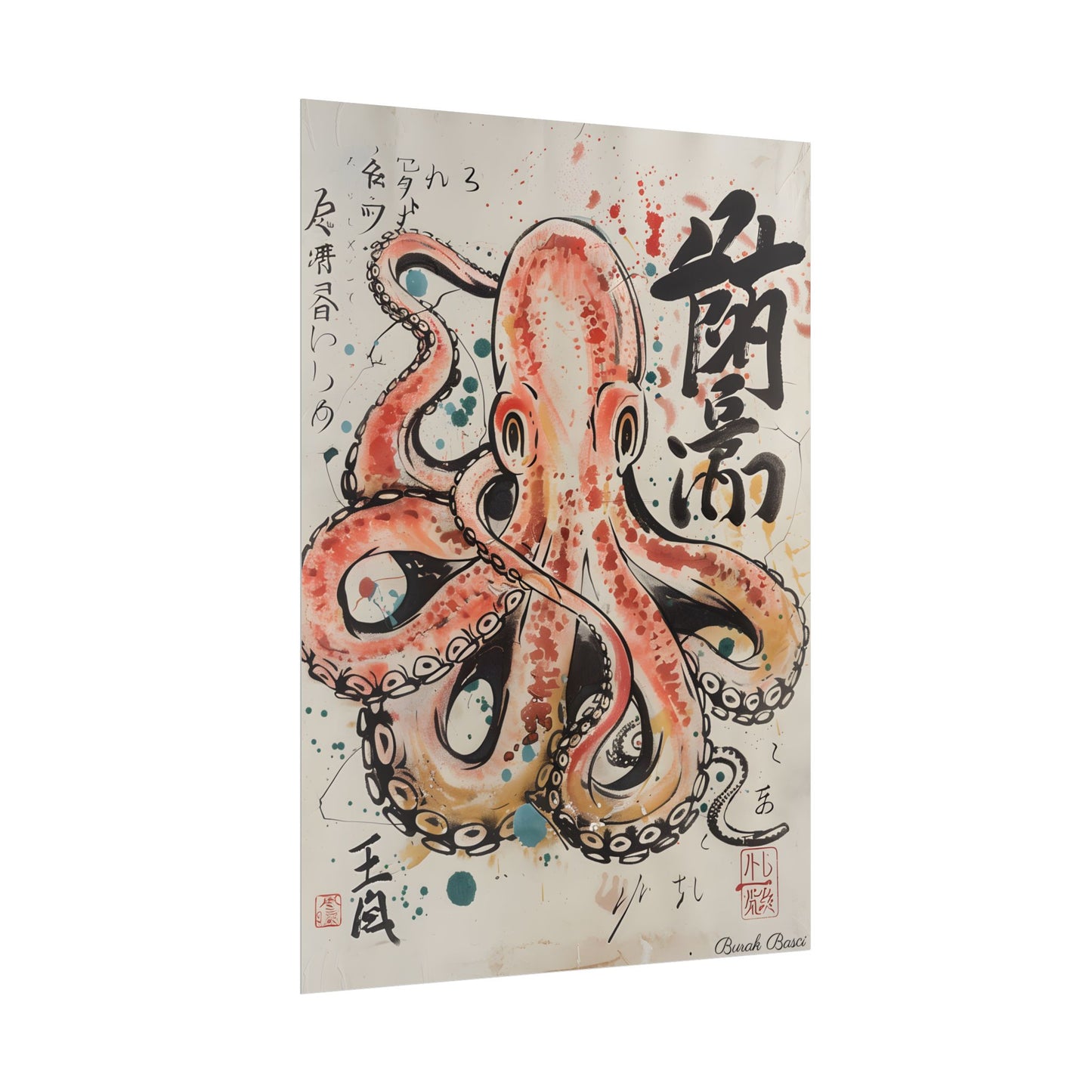 Traditional Japanese Octopus Artwork: Ukiyo-e Print - Poster