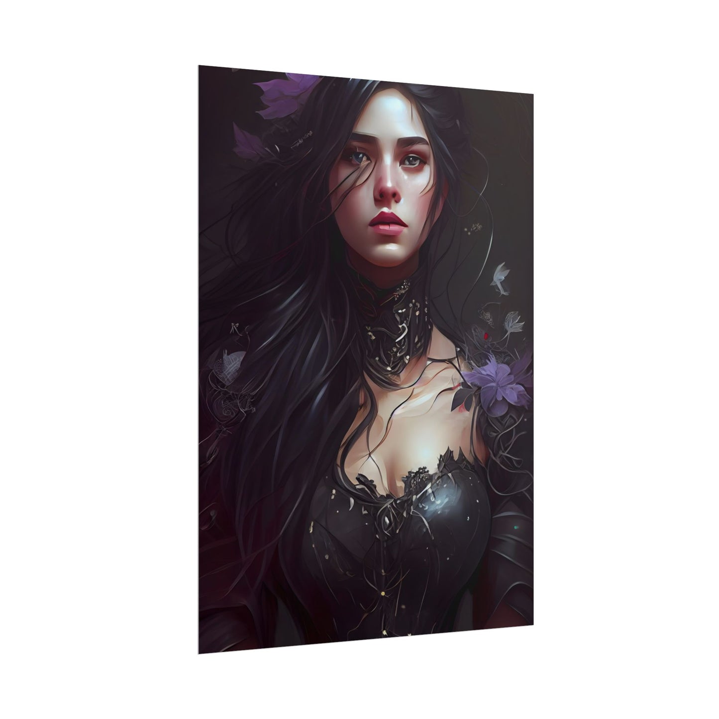 Striking Woman Portrait: Black Hair Artwork - Poster