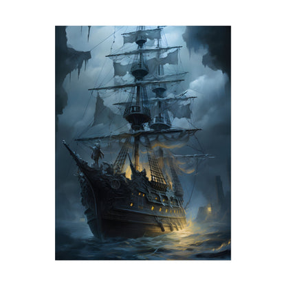 Ghost Pirate Sails: Mysterious Ocean Artwork - Poster