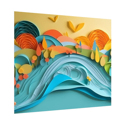 Magical Peaceful Beach: Paper Quilled Serenity - Poster