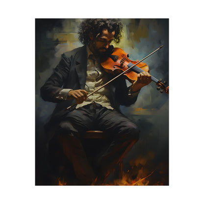 Mysterious Musician Portrait: Digital Artwork - Poster