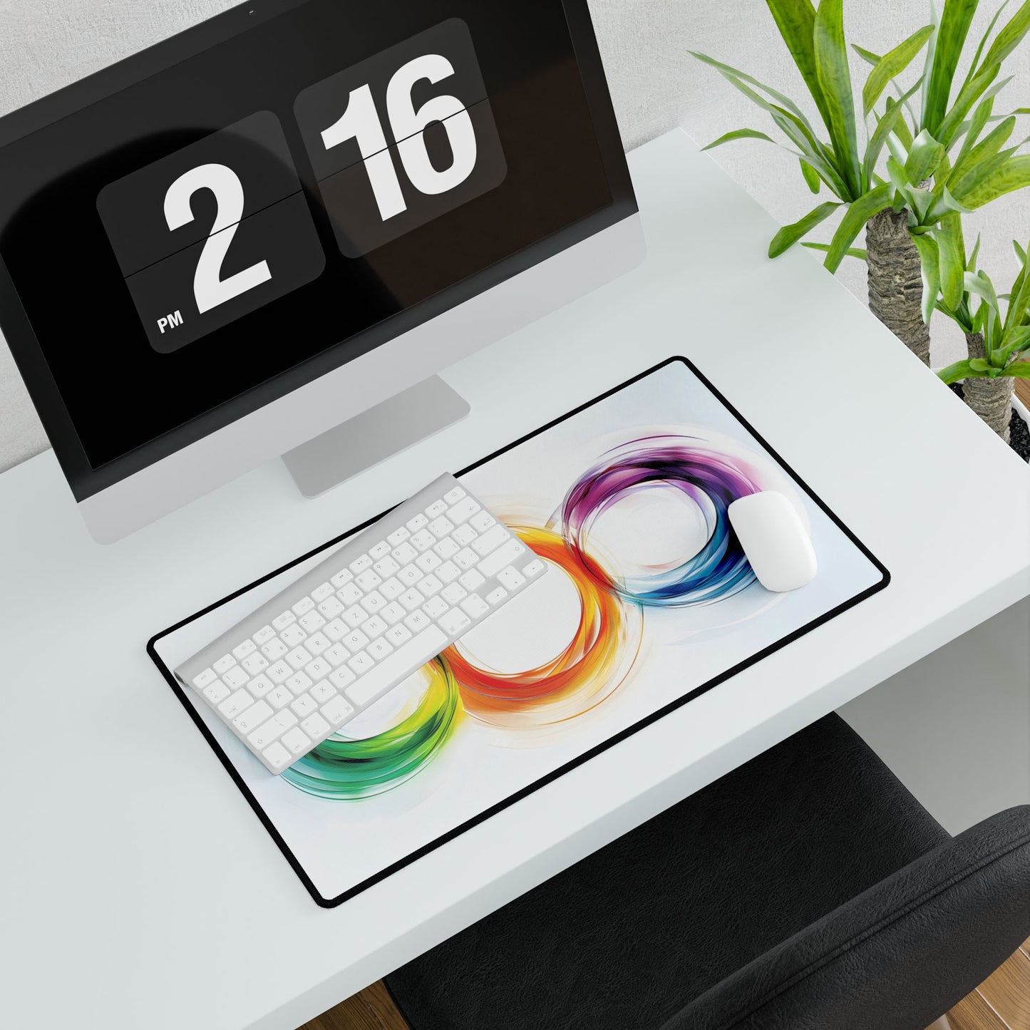 Colorful Swirls: Graphic Art Design - Desk Mat