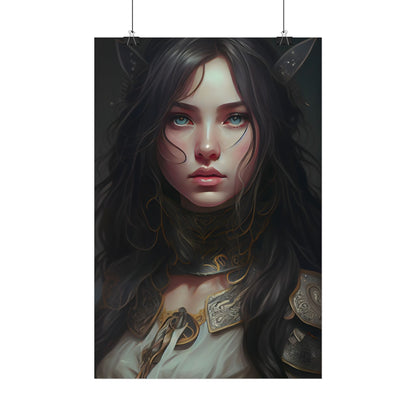 Vibrant Red Portrait: Dynamic Female Artwork - Poster