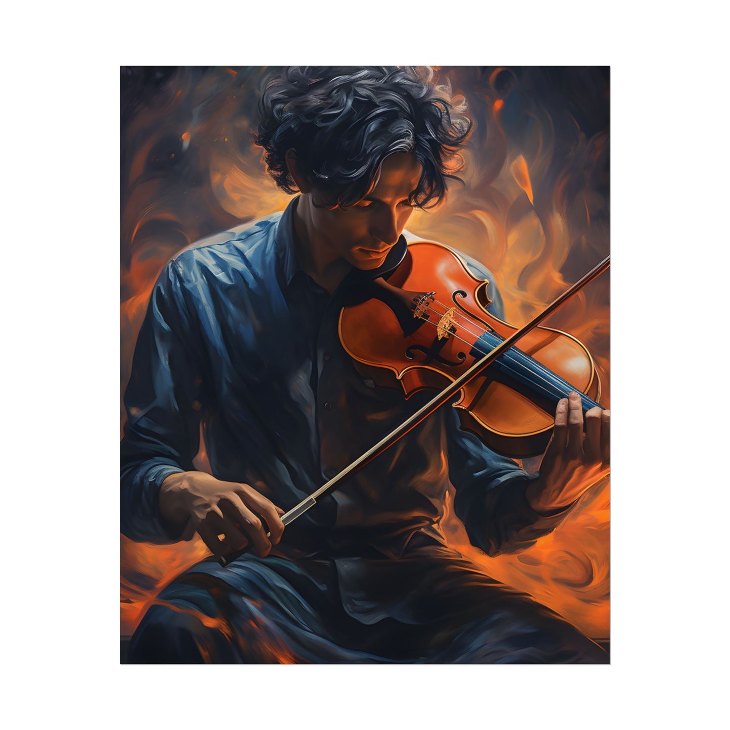 Mysterious Musician Portrait: Enigmatic Eyes Artwork - Poster