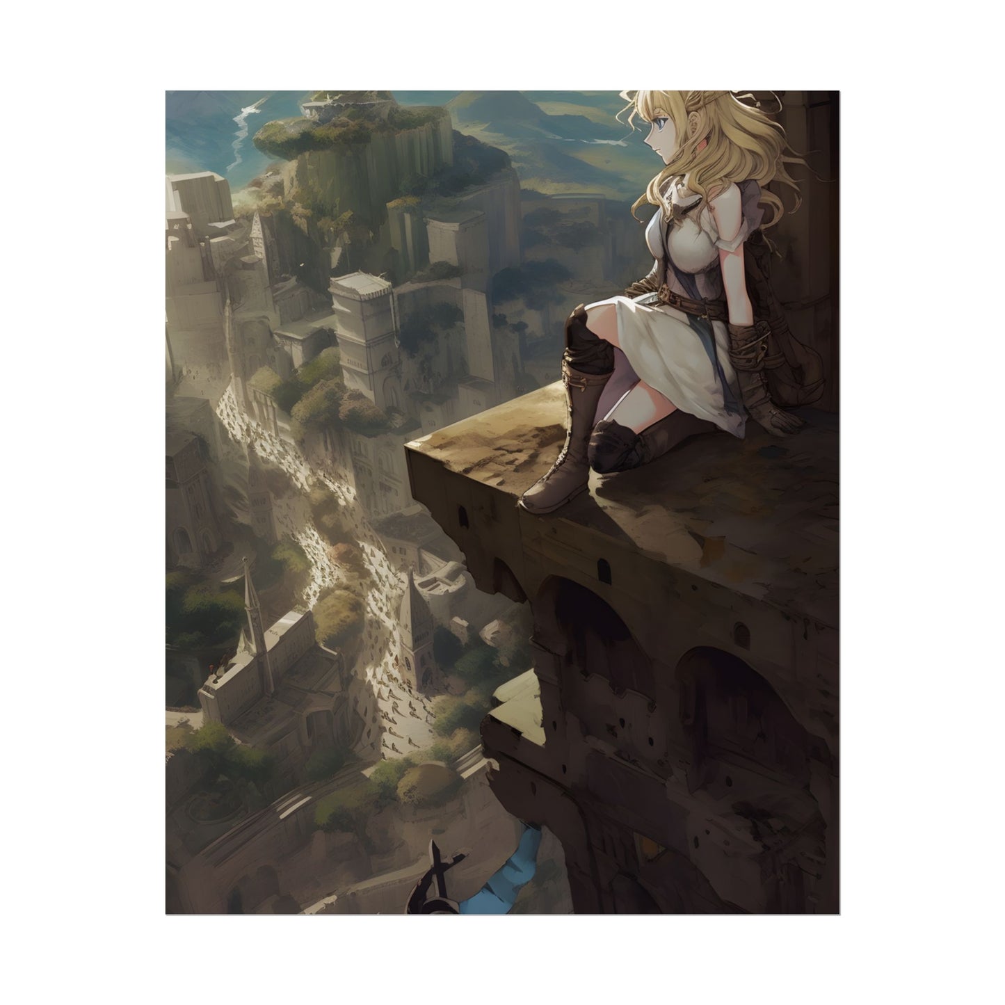 Dramatic Anime Female Portrait: Exclusive Artwork - Poster
