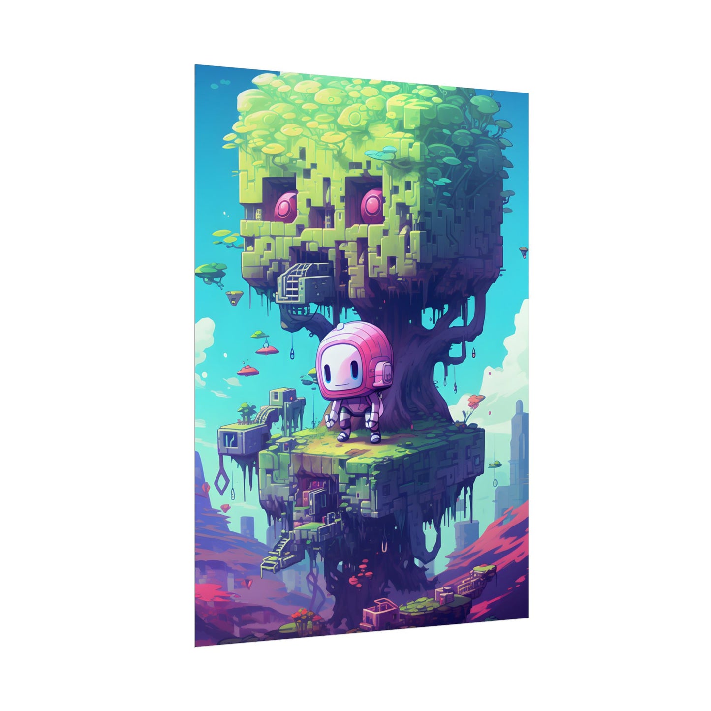 Futuristic Pixel Art: Cyber-Pet Adventure - Poster