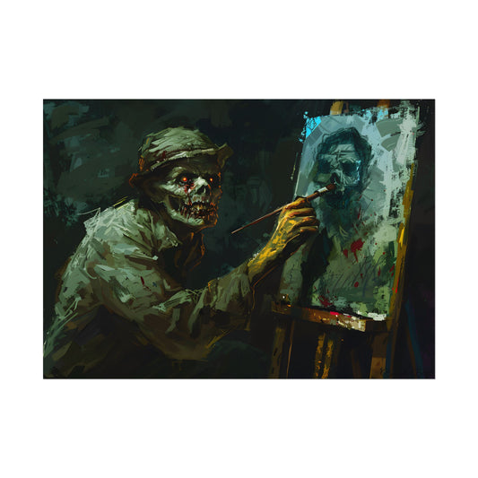 Zombie Painter in Action: Original Digital Art Piece - Poster