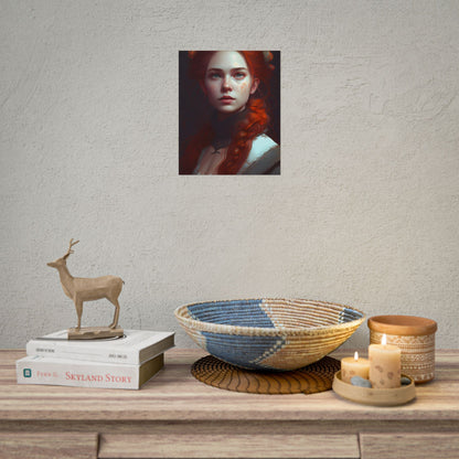 Astonishing Redhead Portrait: Elegant Young Woman in Dress - Poster