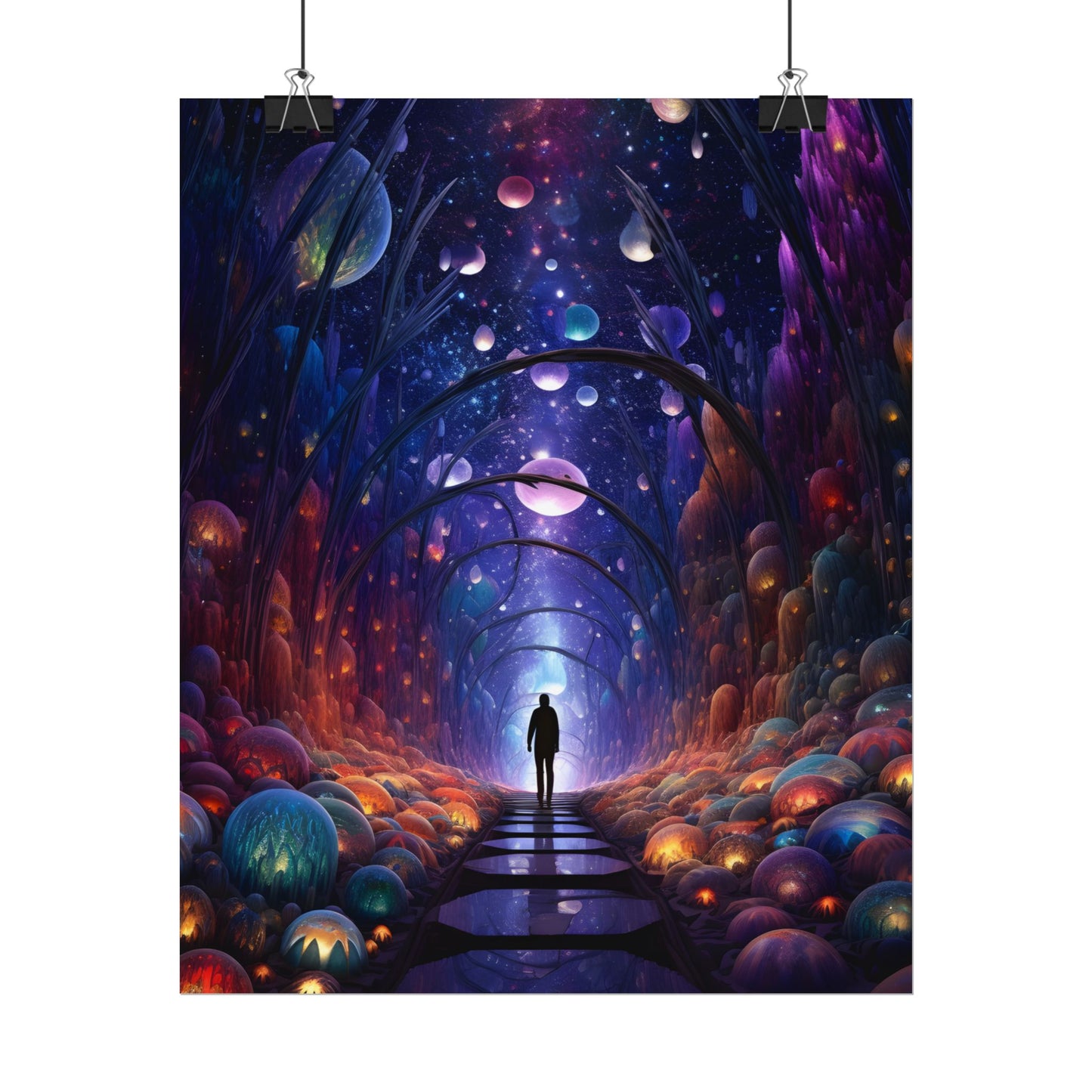 Celestial Art Gallery: Indoor Space with Starry Canvas - Poster