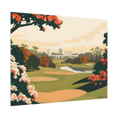 Retro Golf Illustration: Classic Course Art - Poster