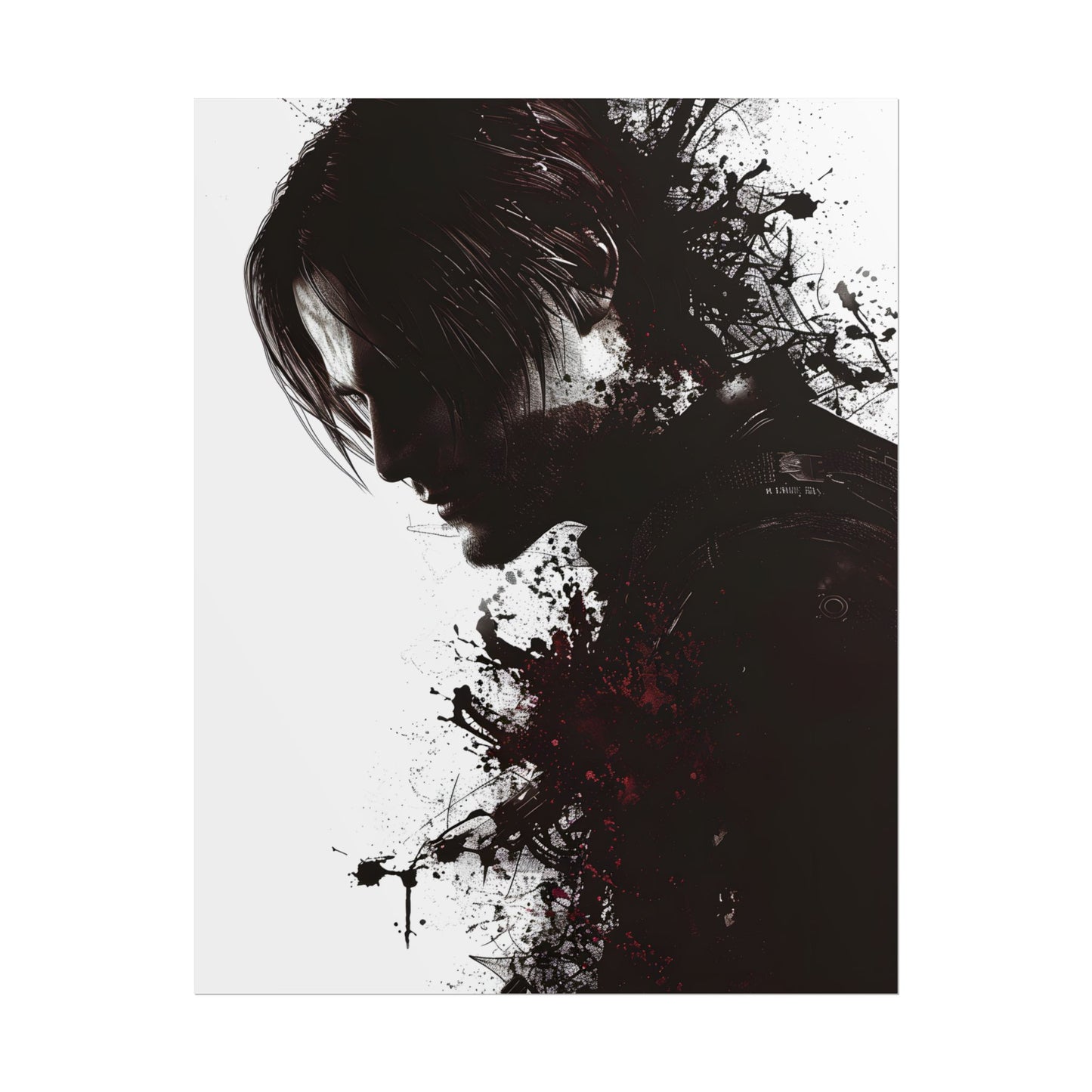 Emerging from Darkness: Blood-Splattered Figure Digital Art - Poster