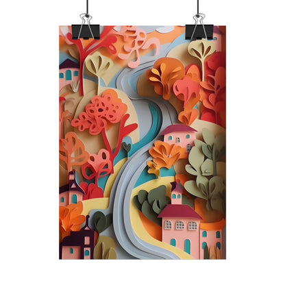 Intricate European Landscape: Paper Quilling Artwork - Poster