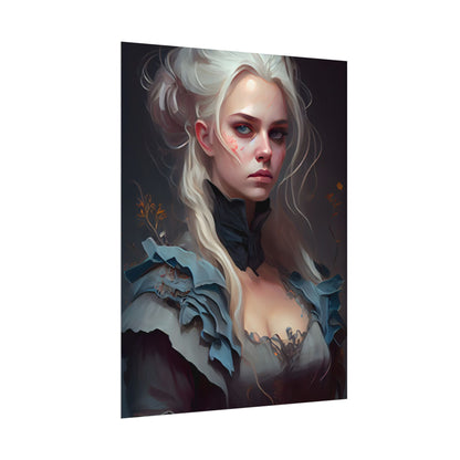 Blonde Profile Portrait: Simple Daylight Dress Art - Poster