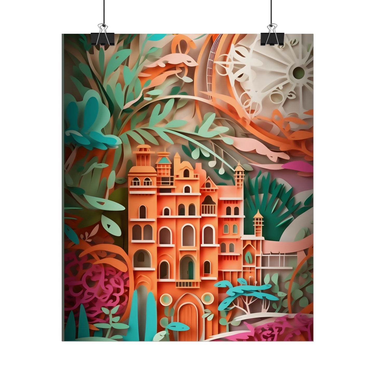 European Paper Quilled Landscape: Artistic Craftsmanship - Poster