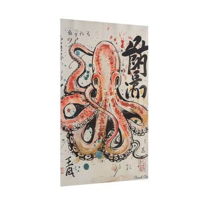 Traditional Japanese Octopus Artwork: Ukiyo-e Print - Poster