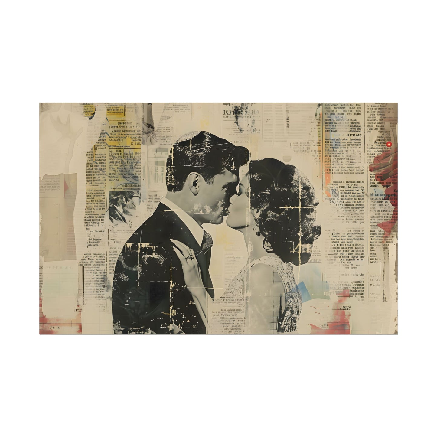 Vintage Romance: Celebratory Couple Art Poster - Poster