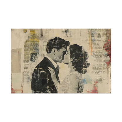 Vintage Romance: Celebratory Couple Art Poster - Poster