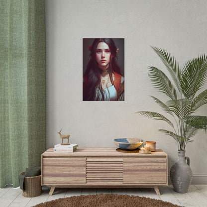 Sophisticated Female Portrait: Brown Hair Artwork in Focus - Poster