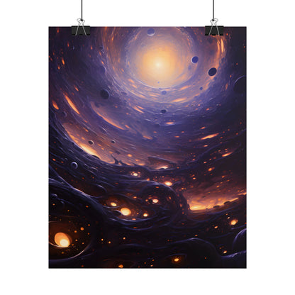 Black Hole Cosmic Encounter: Massive Planet Digital Art - Poster