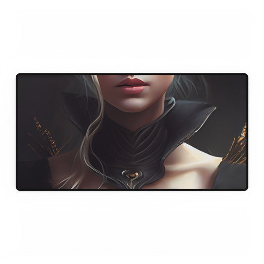 Stunning Blonde Portrait: Elegant Vintage Dress - Desk Mat
