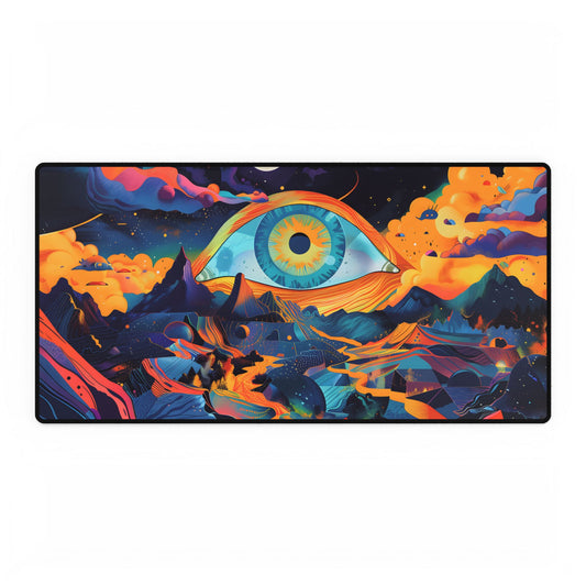 Surreal Landscape with Giant Eye: Mysterious Artwork - Desk Mat