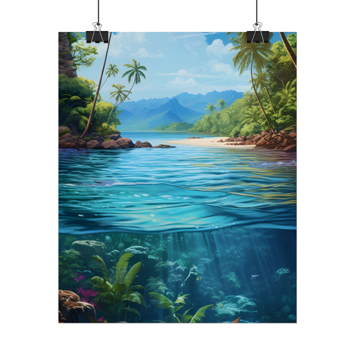 Tropical Island Oasis: Tranquil Tropical Landscape Art - Poster