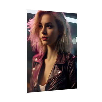 Cyberpunk Teen Close-Up: Digital Artwork - Poster