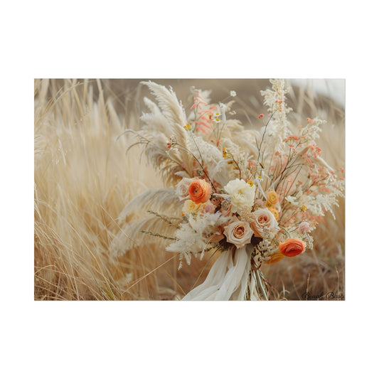 Whimsical Floral Oasis: Vibrant Pampas Artwork - Poster